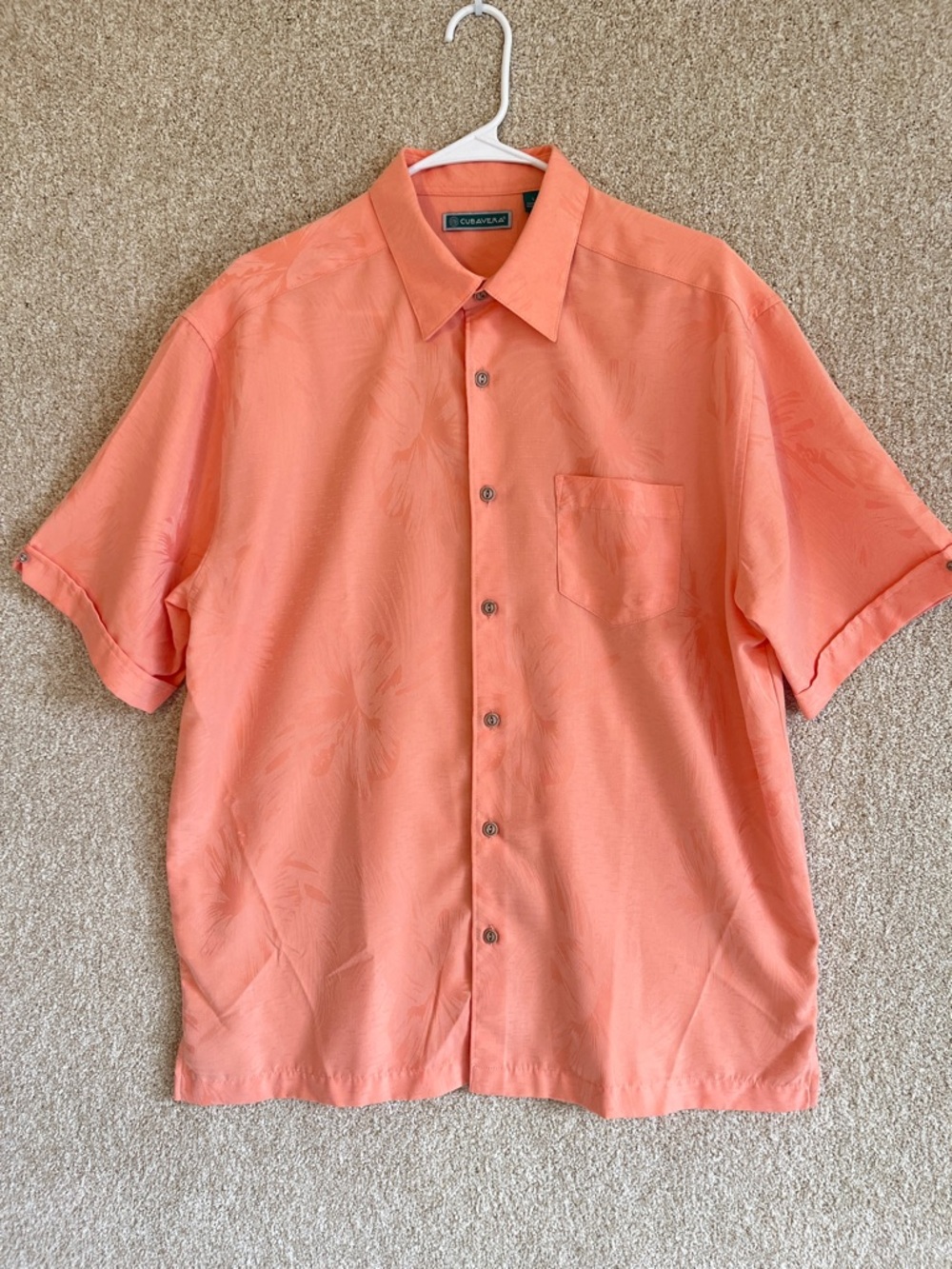 Cubavera Hawaiian floral tropical print men’s button down shirt‎ large pocket
